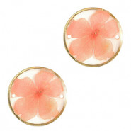 Zwischenstück mit getrockneter Blume 20mm - Gold-light pink